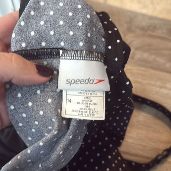 Speedo Polka Dot Swimsuit Halter Neck One Piece Size 14 - Picture 11 of 12